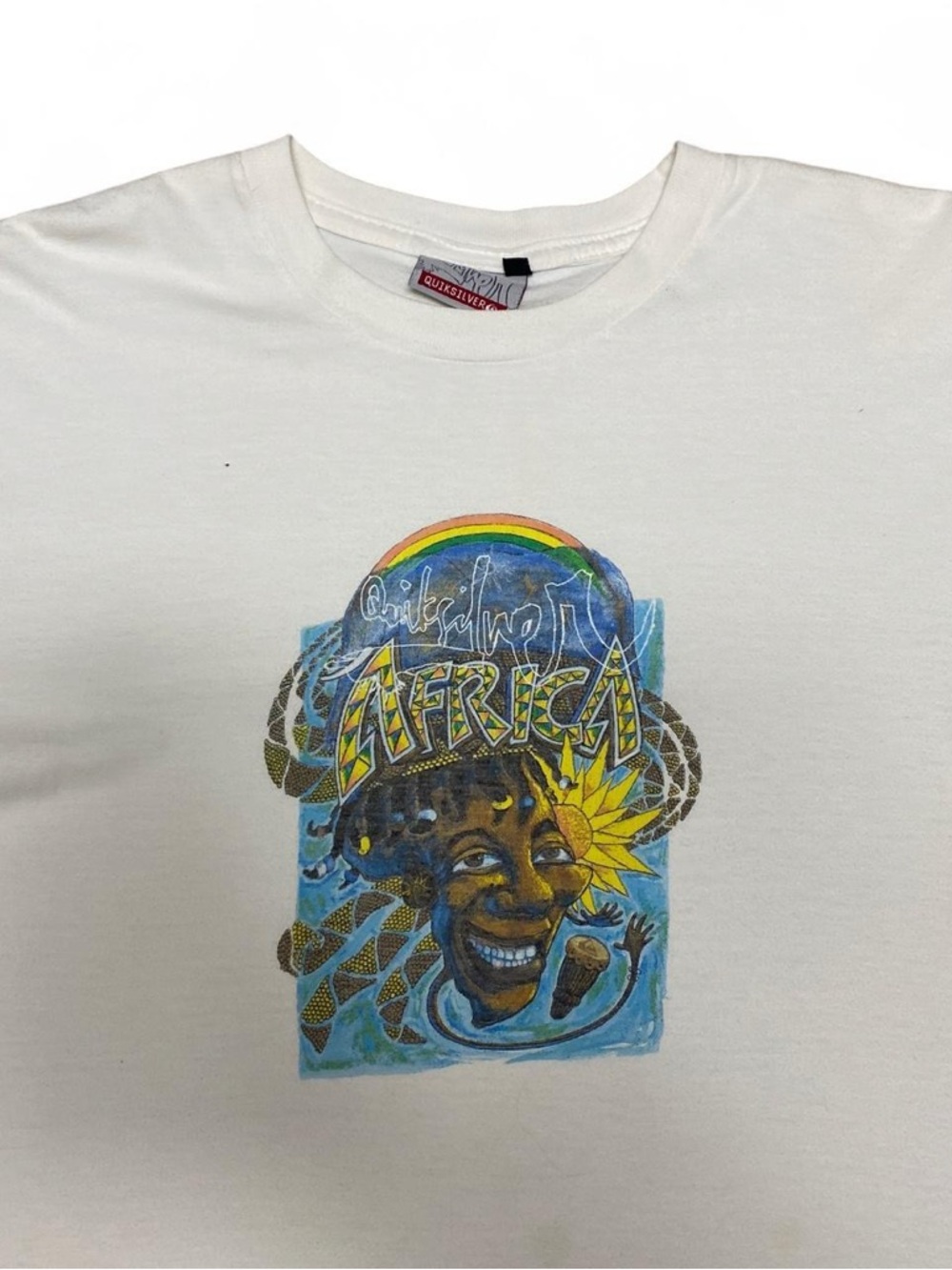 Vintage quicksilver Africa graphic white and blue T-shirt